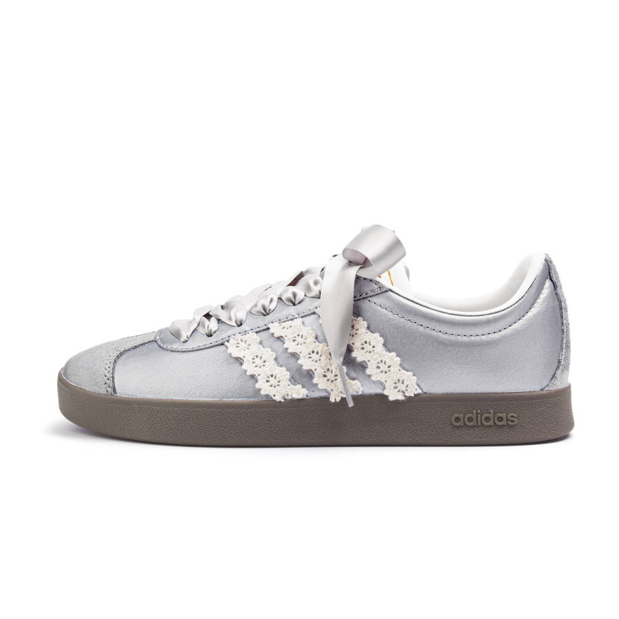 Adidas Neo VL Court 2.0 Slip Resistant Low top Skateboard Shoes Unisex Silver White