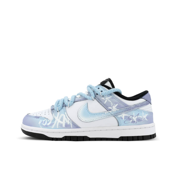 Nike Nike Dunk Scarlet Interference XJDD Purple Rhythm Starlight Leather Low top Skateboard Shoes Unisex White Blue