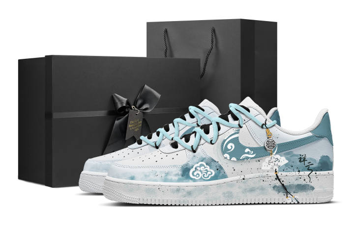Nike Nike Air Force 107 Ruiyun Tafeng High End Box Abrasion Resistant Low top Skateboard Shoes Unisex Light Cyan