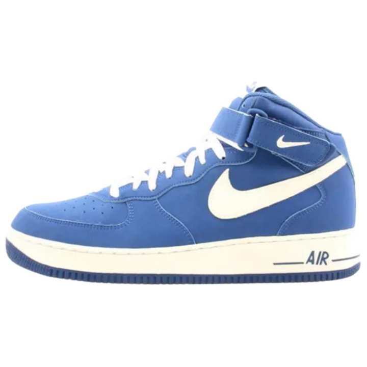 Nike Nike Air Force 1 Slip Resistant Abrasion Resistant Mid top Skateboard Shoes Men's Blue