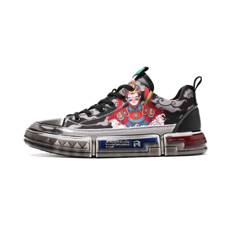 HUNU Slip Resistant Abrasion Resistant Slip Resistant Abrasion Resistant Low top Skateboard Shoes Men's Black