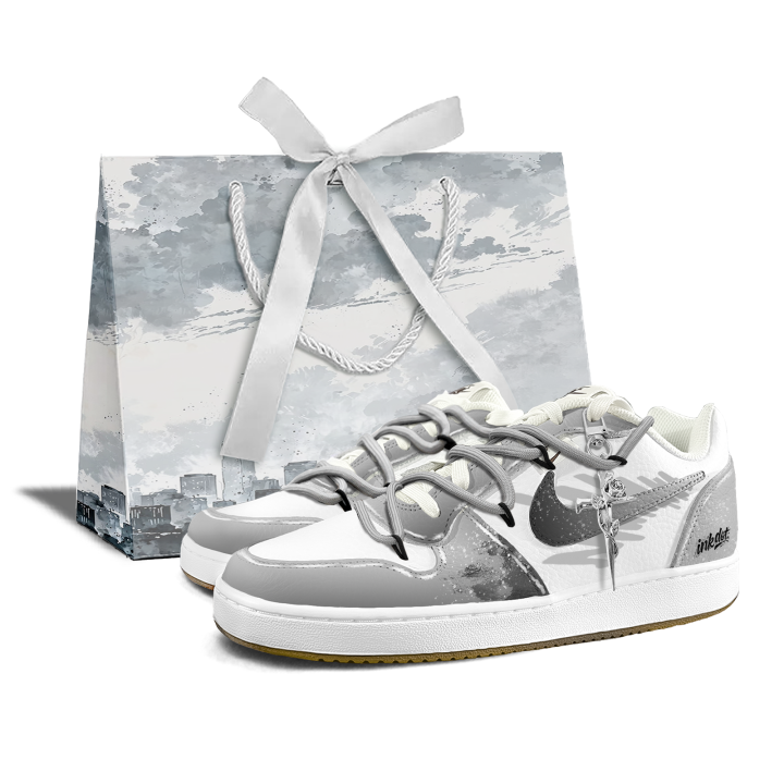 Nike Nike EBERNON Ink Dyed Shopping Bag Abrasion Resistant Low top Skateboard Shoes Men's Black White Gray