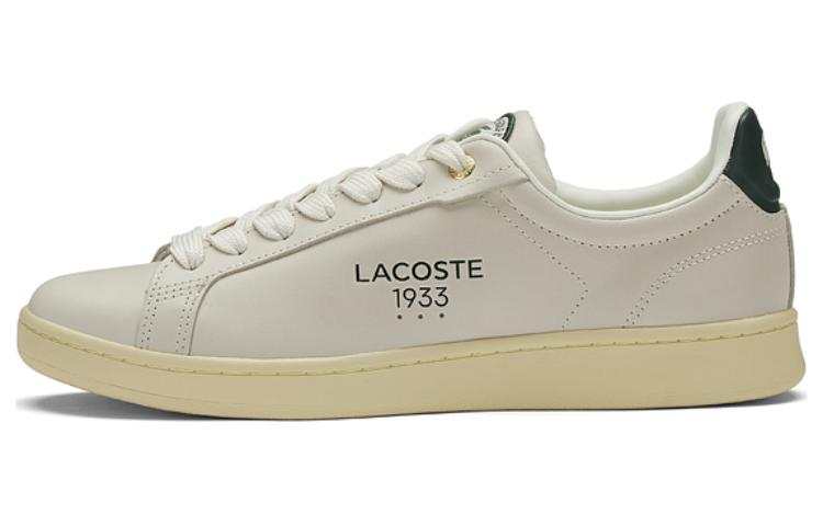 LACOSTE Cow Leather Low top Skateboard Shoes Men's Ecru