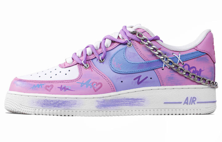 Nike Nike Air Force 1 Low top Skateboard Shoes Men's Blue Pink