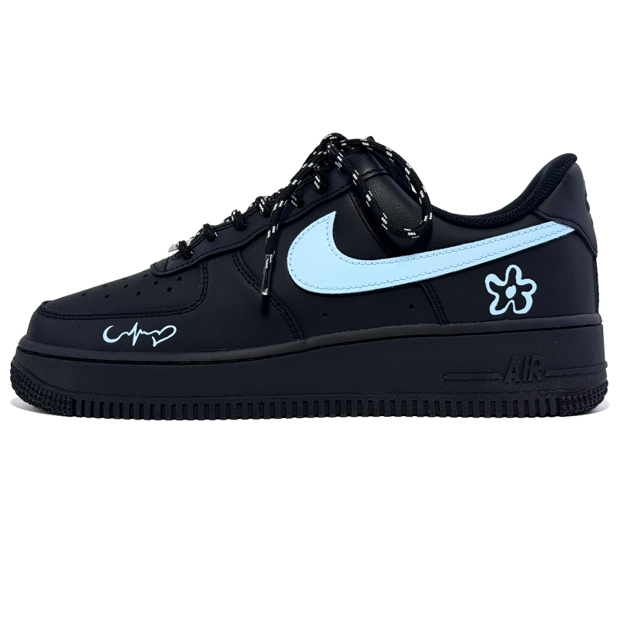 Nike Nike Air Force 1 Abrasion Resistant Low top Skateboard Shoes Unisex Black Blue