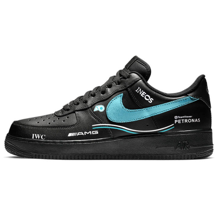 Nike Nike Air Force 1 Slip Resistant, Abrasion Resistant, Breathable Low top Skateboard Shoes Unisex Black Blue
