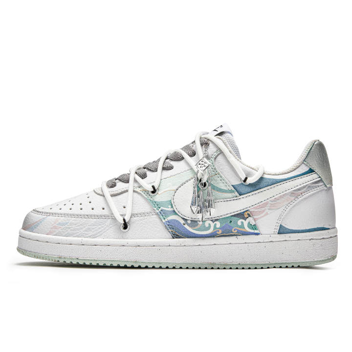 Nike Nike Court Vision 1 Freedom Panda, Peacock Feather Slip Resistant Low top Skateboard Shoes Men's Gray Blue