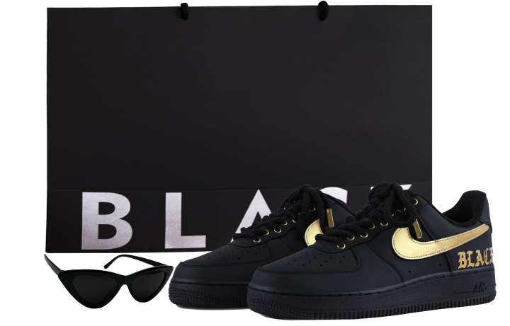 Nike Nike Air Force 1 Coverage Slip Resistant Low top Skateboard Shoes Unisex Black Gold