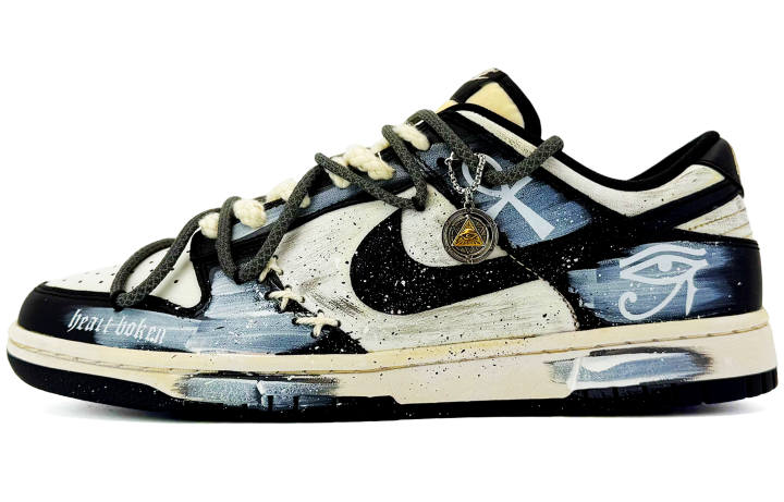 Nike Nike Dunk Suixin, Mysterious Pharaoh Coverage Cushioning Low top Skateboard Shoes Unisex Black White