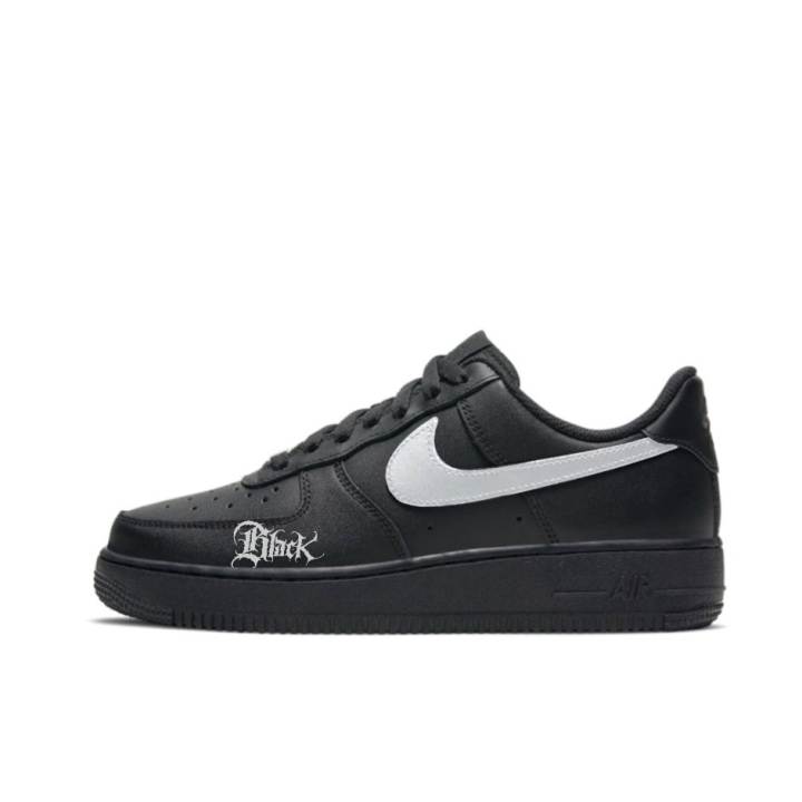 Nike Nike Air Force 1 Impact Resistance Quick Dry Abrasion Resistant Low top Skateboard Shoes Unisex Black Silver
