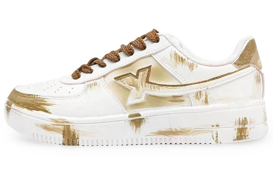 XTEP Air Force 1 Synthetic Leather Slip Resistant Abrasion Resistant Low top Skateboard Shoes Women's Brown