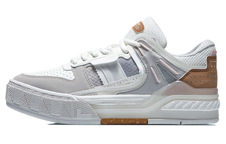 Li-Ning Li Ning Morning Glow Morning Glow Slip Resistant Abrasion Resistant Low top Skateboard Shoes Women's Gray White