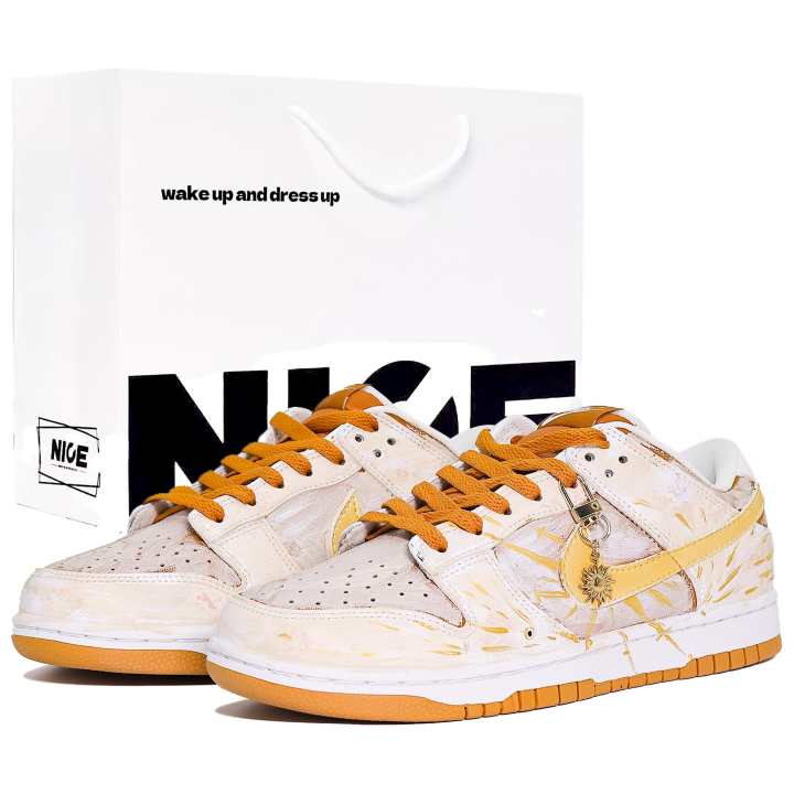 Nike Nike Dunk Abrasion Resistant Low top Skateboard Shoes Unisex Gold