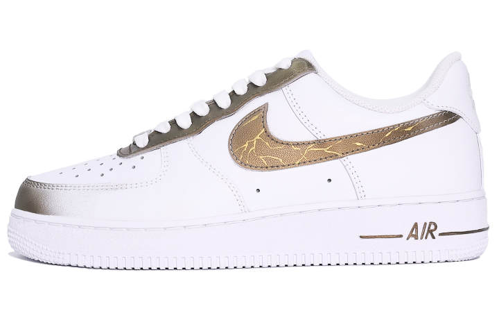 Nike Nike Air Force 1 Abrasion Resistant Low top Skateboard Shoes Unisex White Gold