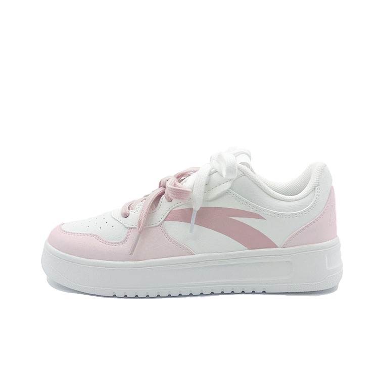 Anta Easy Synthetic Leather Slip Resistant Abrasion Resistant Low top Skateboard Shoes Unisex Pink