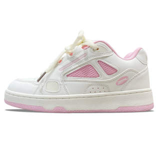 MQGAII Slip Resistant, Abrasion Resistant, Breathable Low top Skateboard Shoes Unisex Beige Pink