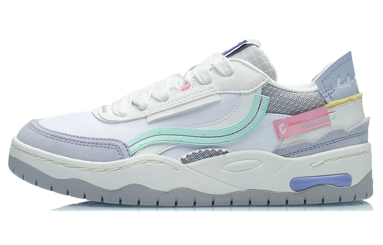 Li-Ning Li Ning CF Tracing Textile, Synthetic Leather Non slip Lightweight Low top Skateboard Shoes Women's Blue White