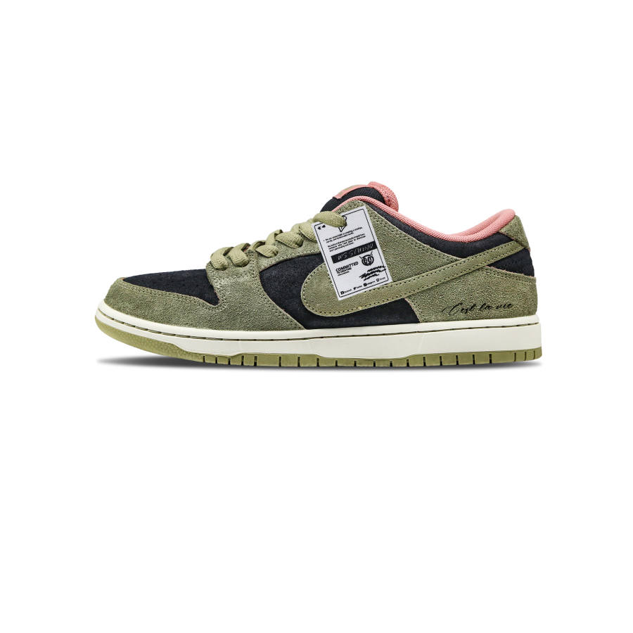 Nike Nike Dunk SB Pink Green Mountain Abrasion Resistant Low top Skateboard Shoes Unisex Black Green