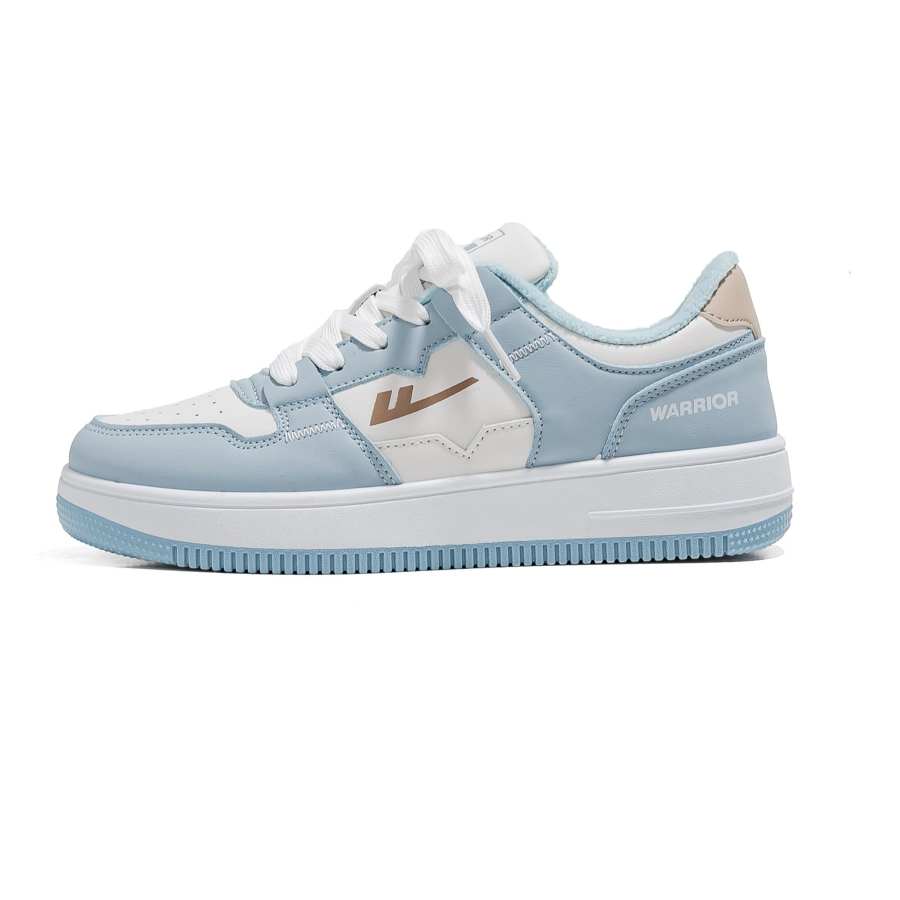 Warrior Height Increasing Abrasion Resistant Low top Skateboard Shoes Unisex White Light Blue