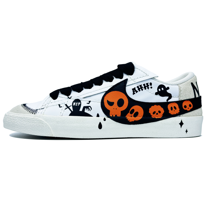 Nike Nike Blazer Slip Resistant, Abrasion Resistant, Lightweight Low top Skateboard Shoes Women's Black Orange