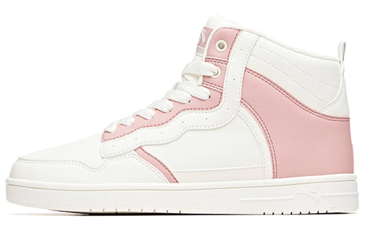 Anta Life Collection Slip Resistant Abrasion Resistant High top Skateboard Shoes Women's White Pink