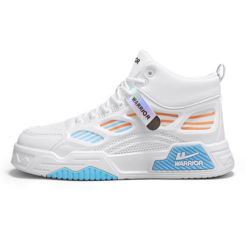 WARRIOR Skateboard Shoes Men's Mid Top White Blue/Beige Brown/White Black