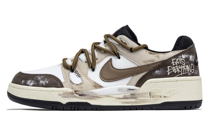 Nike Nike Full Force 668, Muddy Slip Resistant Low top Skateboard Shoes Men's White Brown