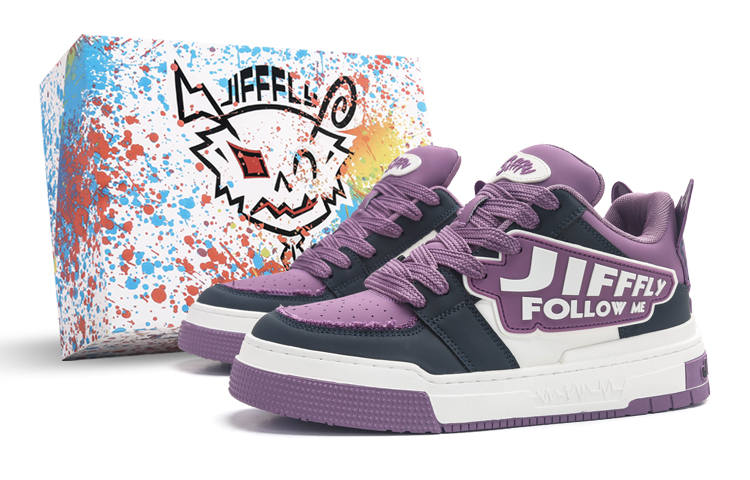 Jifffly Slip Resistant, Abrasion Resistant, Height Increasing Low top Skateboard Shoes Unisex Purple Gray