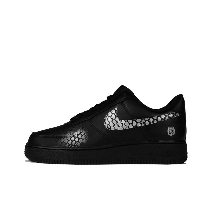 Nike Nike Air Force 1 Low top Skateboard Shoes Men's Black Silver