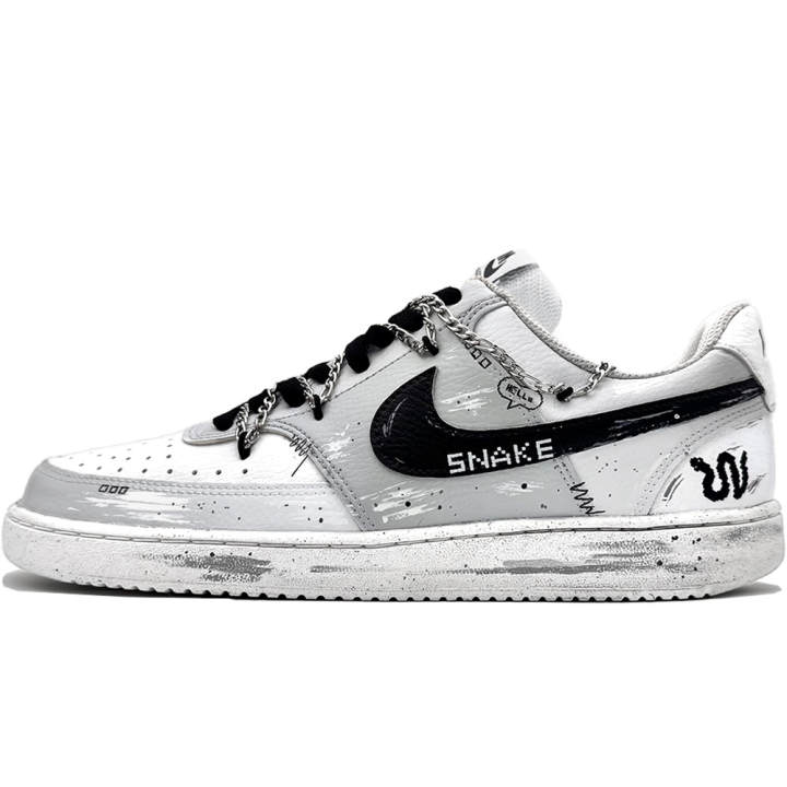 Nike Nike Court Vision 1 Gluttonous Snake Abrasion Resistant Low top Skateboard Shoes Men's Black White