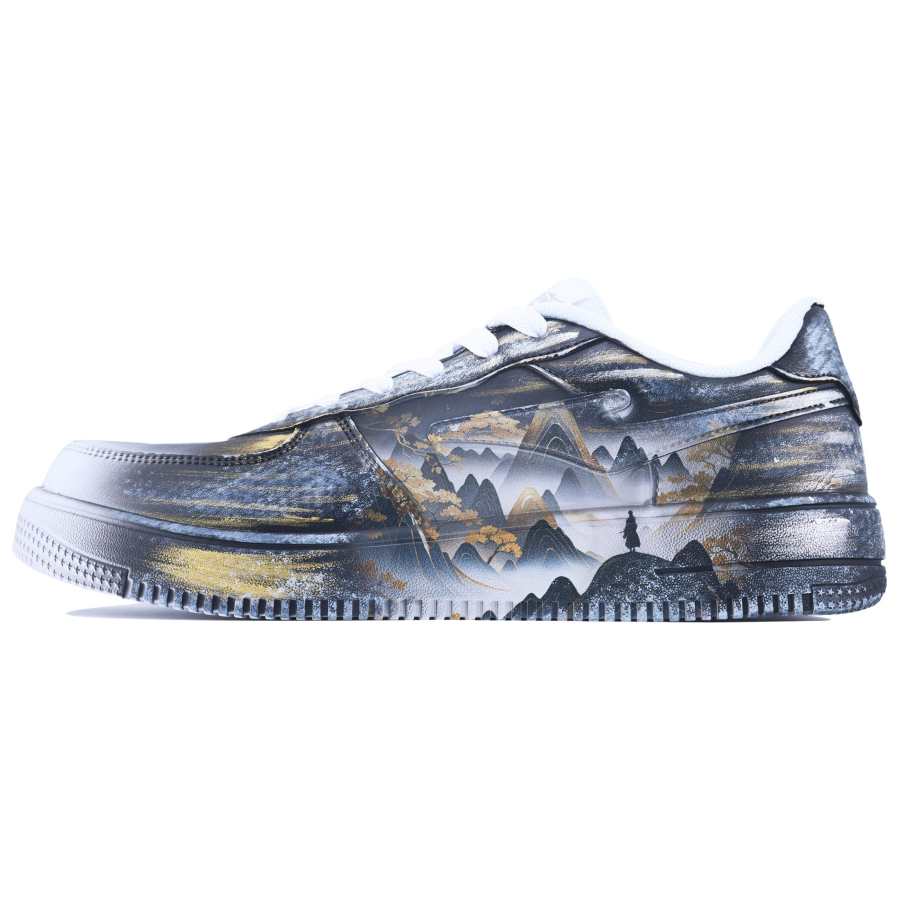 Erke Abrasion Resistant Breathable Abrasion Resistant Breathable Low top Skateboard Shoes Men's White Gray