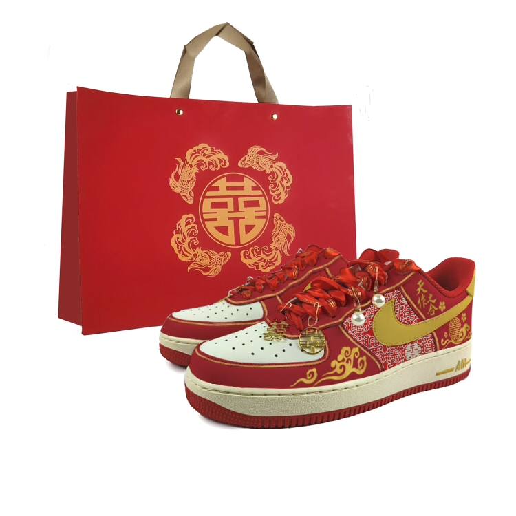 Nike Nike Air Force 1 Abrasion Resistant Low top Skateboard Shoes Unisex Red