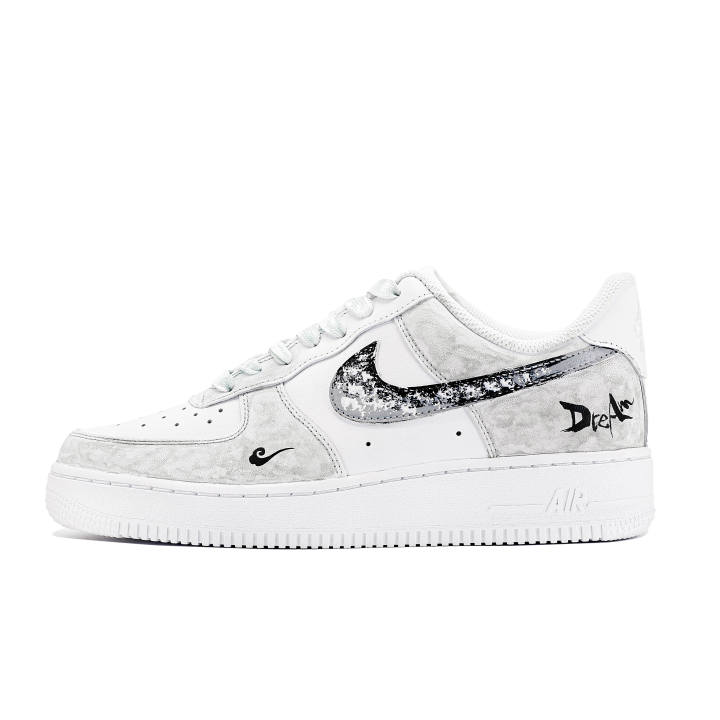 Nike Nike Air Force 1 Leather Slip Resistant, Abrasion Resistant, Lightweight Low top Skateboard Shoes Unisex Gray White