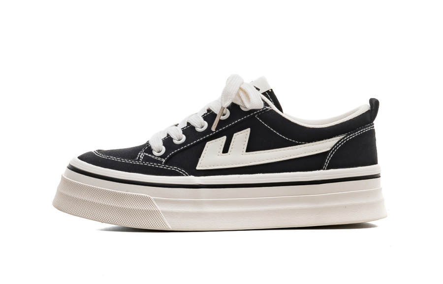 Warrior Slip Resistant Height Increasing Low top Skateboard Shoes Unisex Black Beige