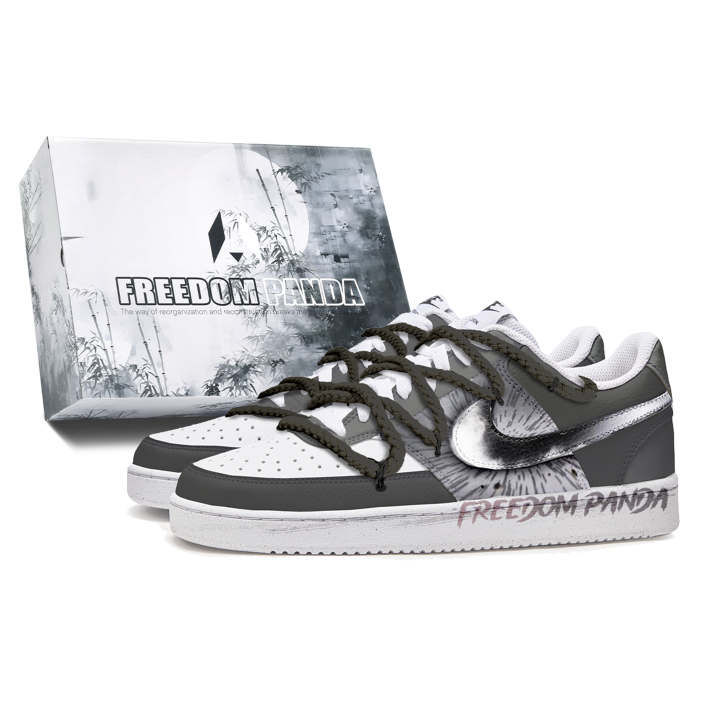 Nike Nike Court Vision Low Free Panda, Box, Silent Slip Resistant Cushioning Low top Skateboard Shoes Men's Black White