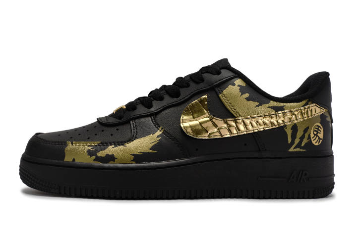 Nike Nike Air Force 1 07 811 Manufacturing, Gilded Horse Low top Skateboard Shoes Women's Black Gold