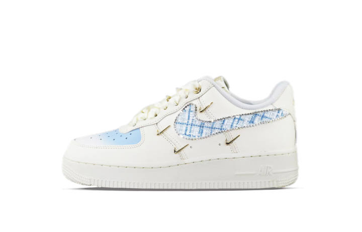 Nike Nike Air Force 1 Abrasion Resistant Low top Skateboard Shoes Women's Beige Blue