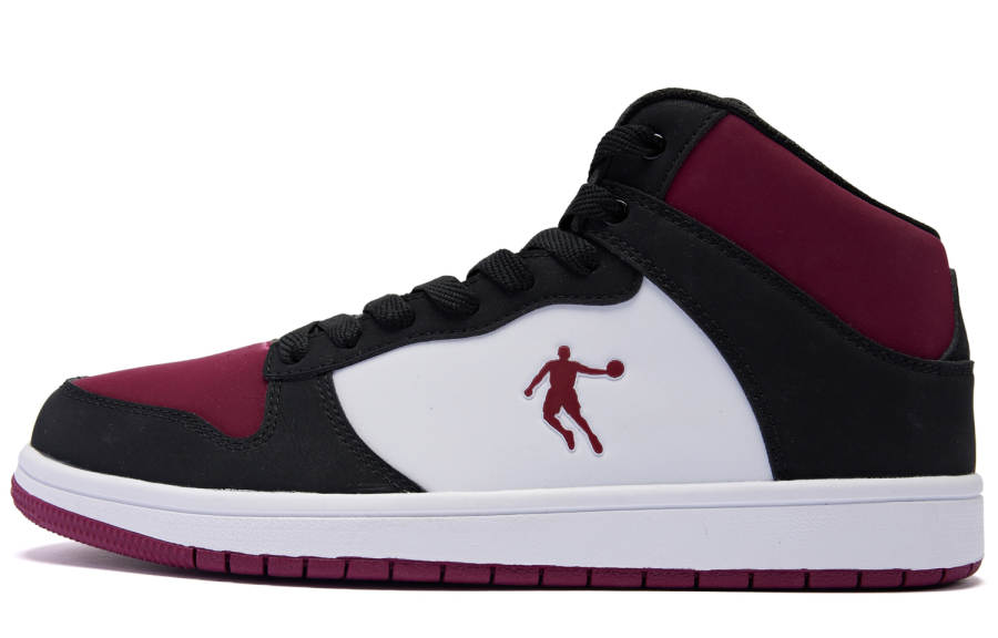 QIAODAN Waterproof Balance Slip Resistant Quick Dry High top Skateboard Shoes Men's Black Red
