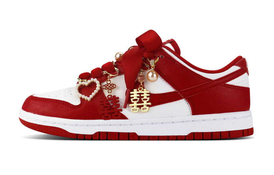 Nike Nike Dunk Wear resistant And Lightweight Low top Skateboard Shoes Unisex Red White