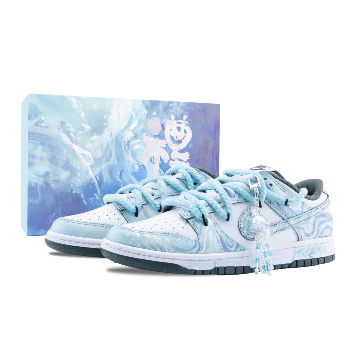 Nike Nike Dunk Summer Blue Bell Slip Resistant Abrasion Resistant Low top Skateboard Shoes Unisex White Blue