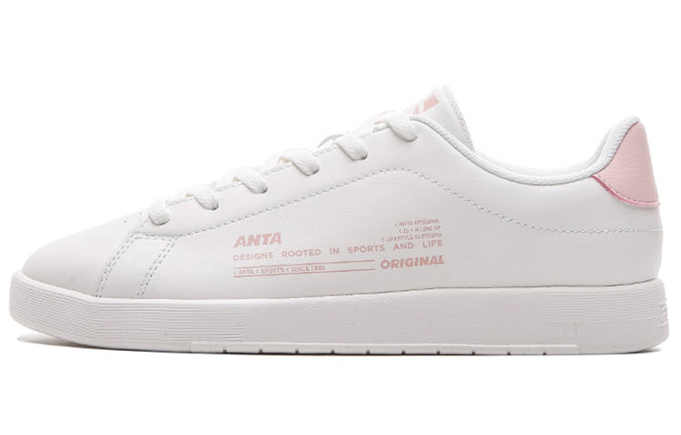 ANTA Skateboard Shoes Women's Low Top Ivory White/Baby Pink