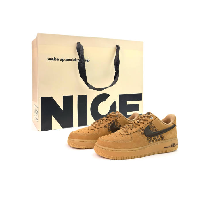 Nike Nike Air Force 1 Wheatfield Floral 2.0 Abrasion Resistant Low top Skateboard Shoes Unisex Wheat
