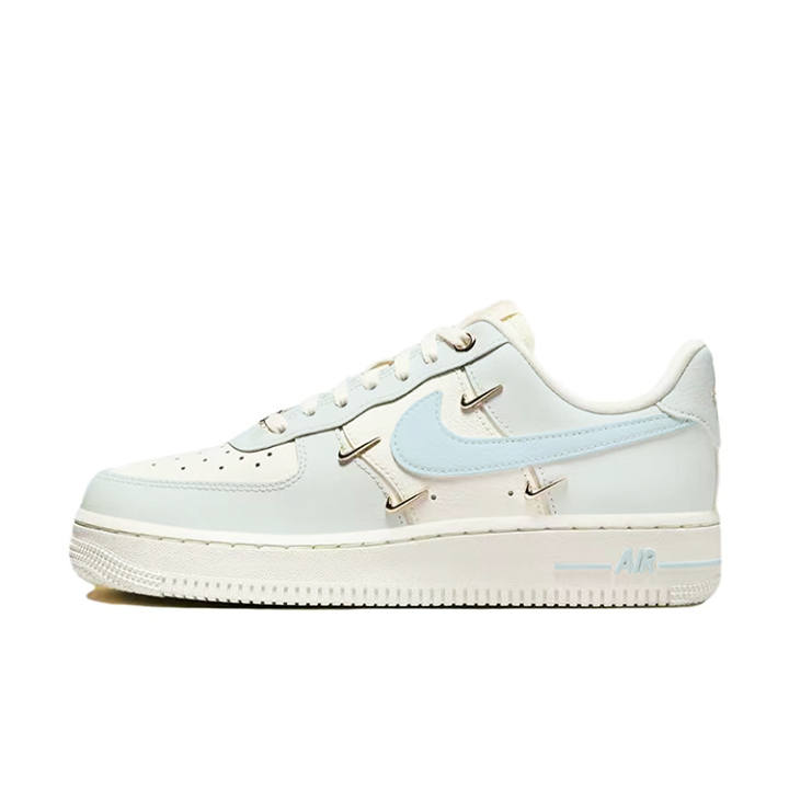 Nike Nike Air Force 1 Slip Resistant Cushioning Low top Skateboard Shoes Women's White Blue