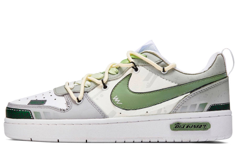 Nike Nike Court Borough Freedom Panda, Geometric Jungle Slip Resistant Low top Skateboard Shoes Women's Green Gray