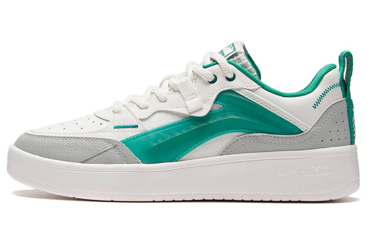 Li-Ning Li Ning Leather Abrasion Resistant, Lightweight, And Breathable Low top Skateboard Shoes Men's White Green