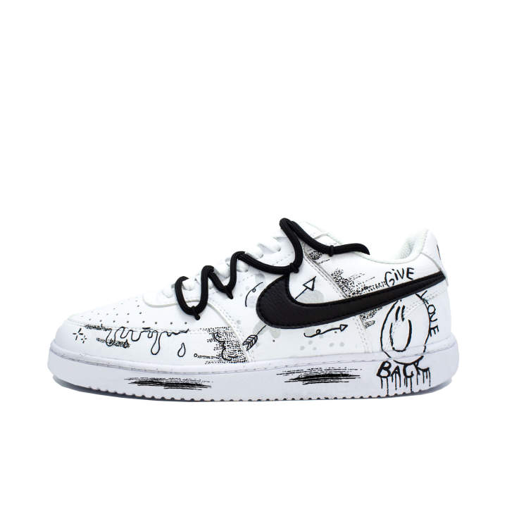 Nike Nike Court Vision 1 Cushioning, Wear Resistant Low top Skateboard Shoes Unisex White Black