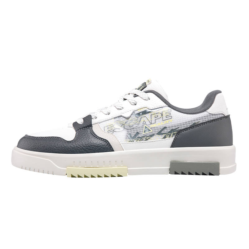 XTEP Fashion Trend Slip Resistant Abrasion Resistant Low top Skateboard Shoes Men's White Gray