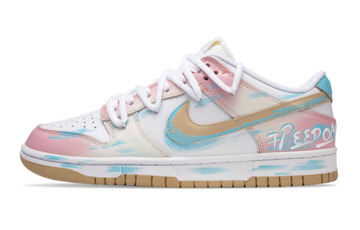 Nike Nike Dunk Slip Resistant Cushioning Abrasion Resistant Low top Skateboard Shoes Men's Pink Blue White