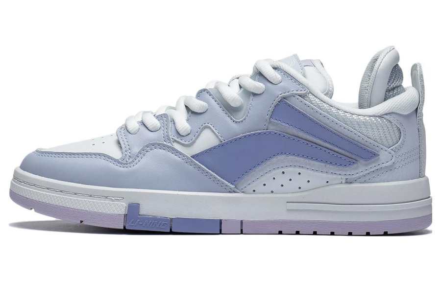 Li-Ning Li Ning Wave PRO Synthetic Leather Low top Slip Resistant Abrasion Resistant Skateboard Shoes Women's Gray White Purple