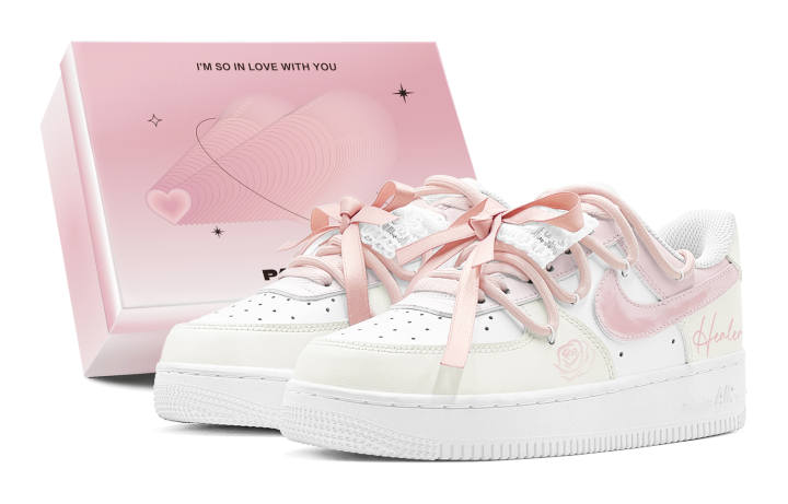 Nike Nike Air Force 1 Air Force 1, Couple's, Romantic Favor, Rose Tale, Low Saturation, Elegant Low top Skateboard Shoes